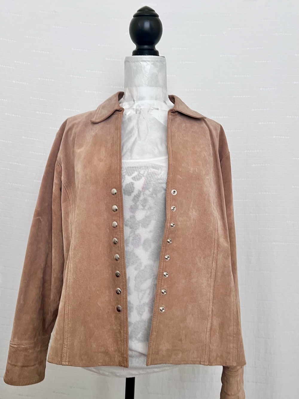 Coldwater Creek Tan Suede Jacket with Snap Front Closure Sz 1X